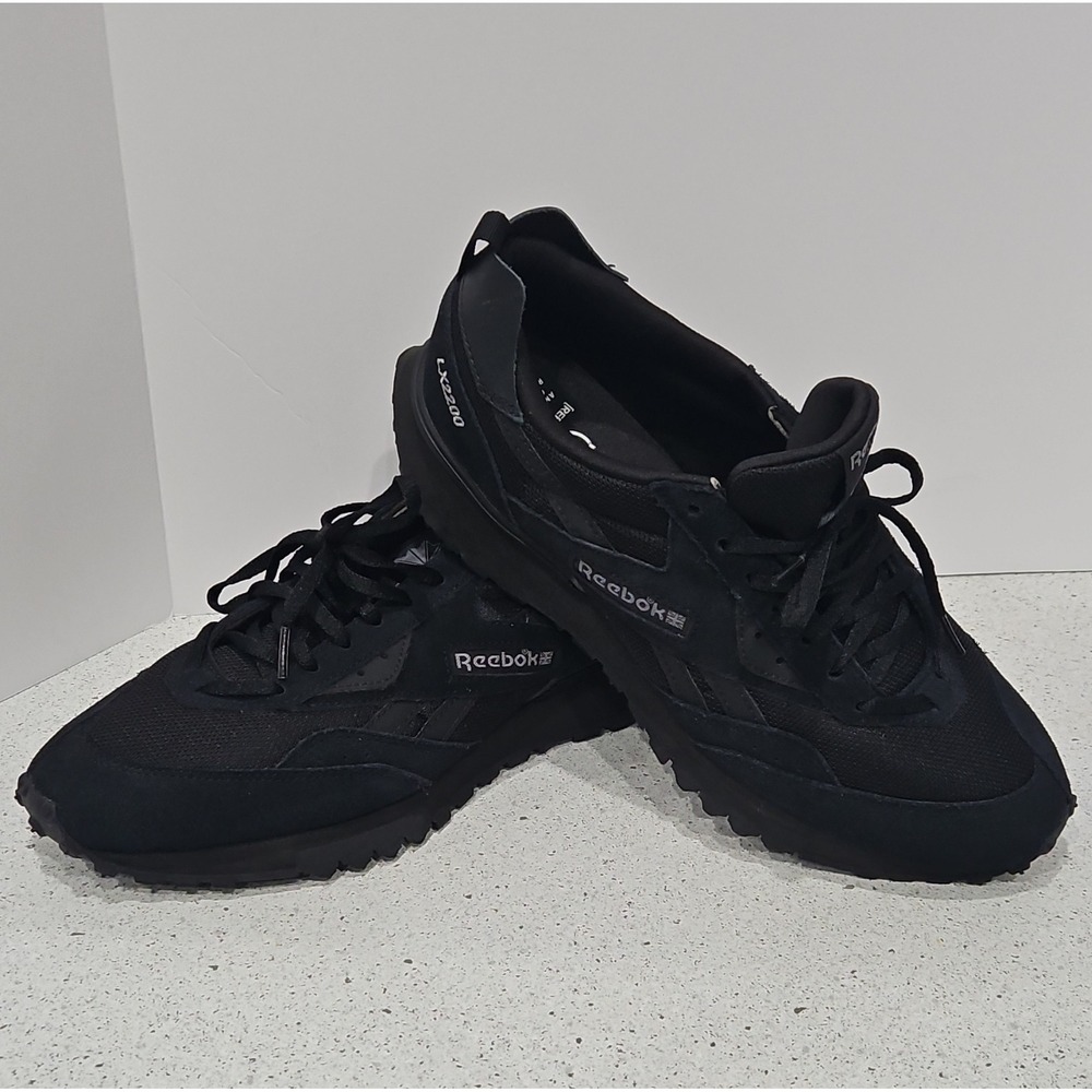 Reebok LX2200 Mens Black Suede Mesh Running Shoes Sneakers GY1532 Size 12